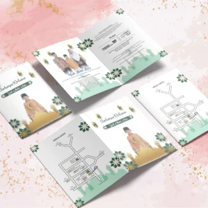 Undangan Cibinong | Undangan Khitan Lipat Dua Lipat Tiga Bahan Brief Card 160 GSM | Surat Undangan Pernikahan Unik Murah - BC 010