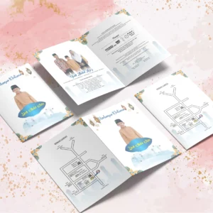 Undangan Cibinong | Undangan Khitan Lipat Dua Lipat Tiga Bahan Brief Card 160 GSM | Surat Undangan Pernikahan Unik Murah - BC 011