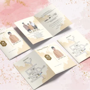 Undangan Cibinong | Undangan Khitan Lipat Dua Lipat Tiga Bahan Brief Card 160 GSM | Surat Undangan Pernikahan Unik Murah - BC 014