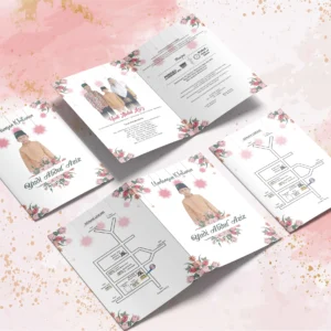 Undangan Cibinong | Undangan Khitan Lipat Dua Lipat Tiga Bahan Brief Card 160 GSM | Surat Undangan Pernikahan Unik Murah - BC 016