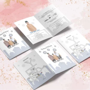Undangan Cibinong | Undangan Khitan Lipat Dua Lipat Tiga Bahan Brief Card 160 GSM | Surat Undangan Pernikahan Unik Murah - BC 009